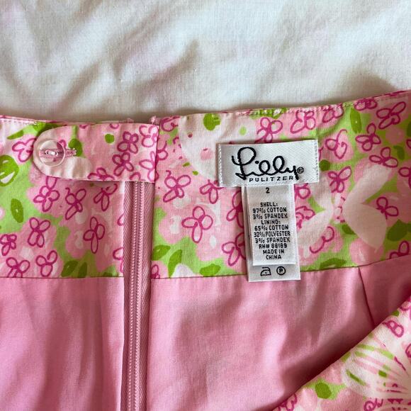 Lilly Pulitzer Pink Gossip Butterfly Mini Skirt Size 2 - Picture 4 of 7